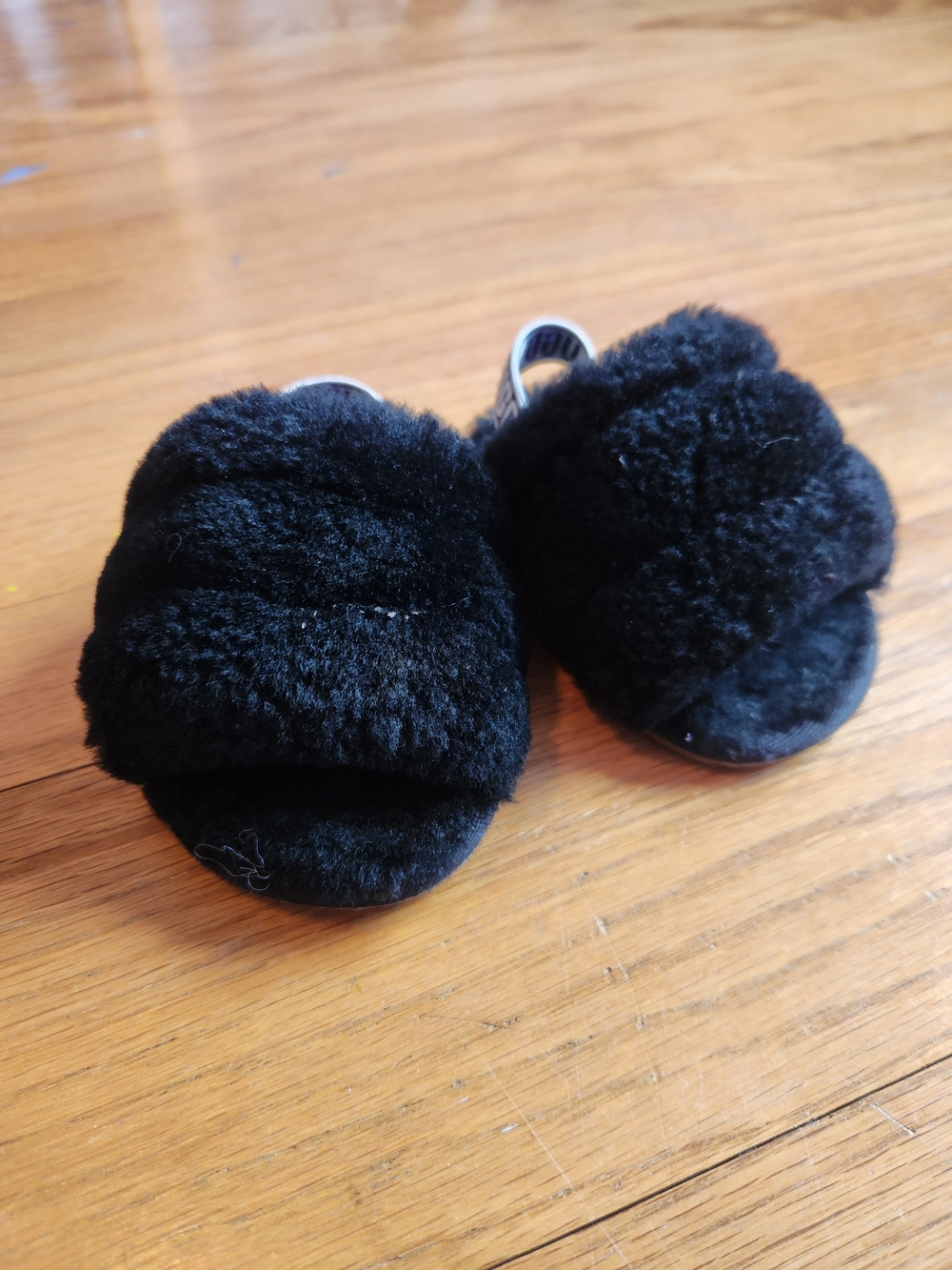 UGG Black Fuzzy Baby Walker Sandals